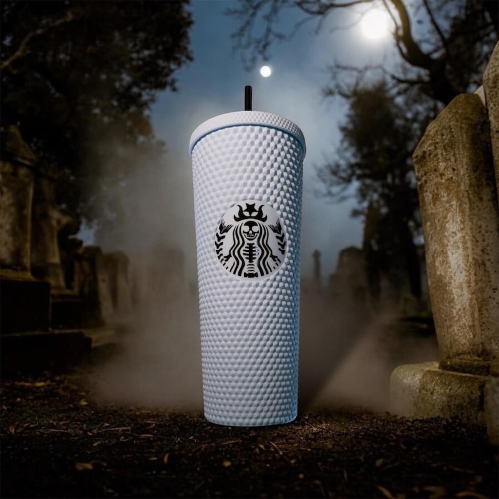 Mermaid Skeleton Blue Matte Studded Tumbler | Halloween Special 24oz | Unique Gi